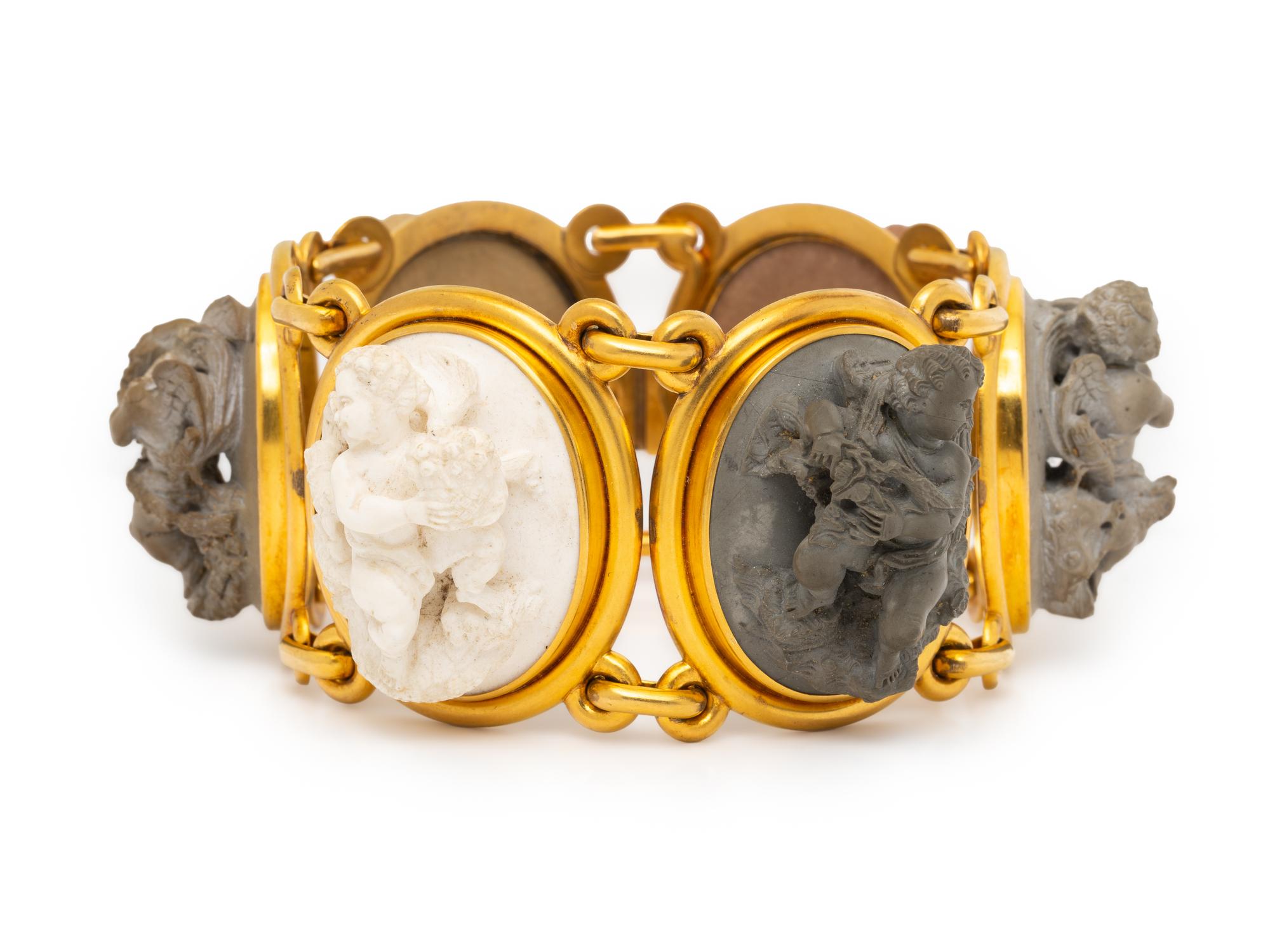 LAVA CAMEO AND YELLOW GOLD BRACELET