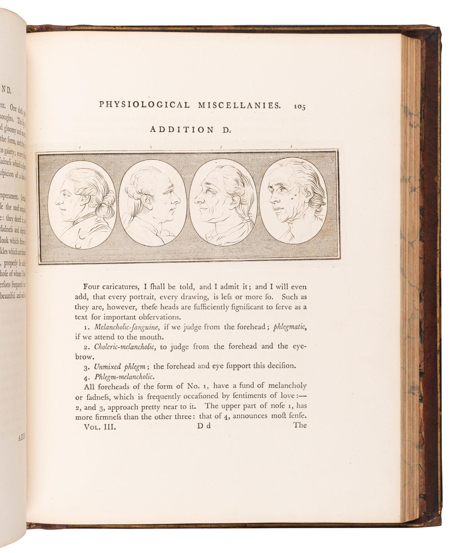 LAVATER, Johann Kaspar (1741-1801). Essays on Physiognomy. Henry HUNTER, translator. London: John Murray et al, 1789-1798.