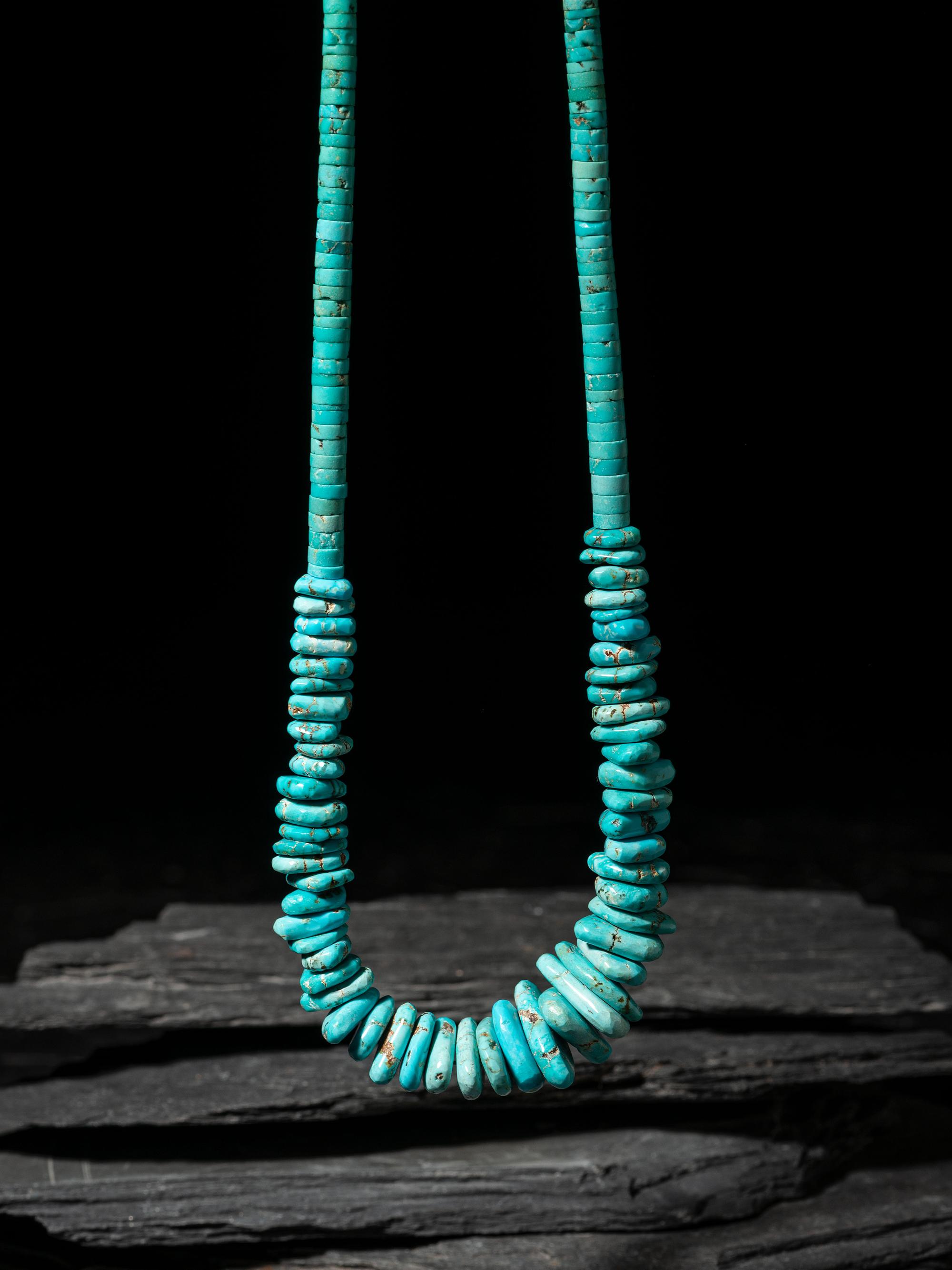 Single-strand Natural Smokey Valley Turquoise Nugget Necklace