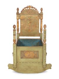 A Venetian Painted and Parcel Gilt Rocking Cradle