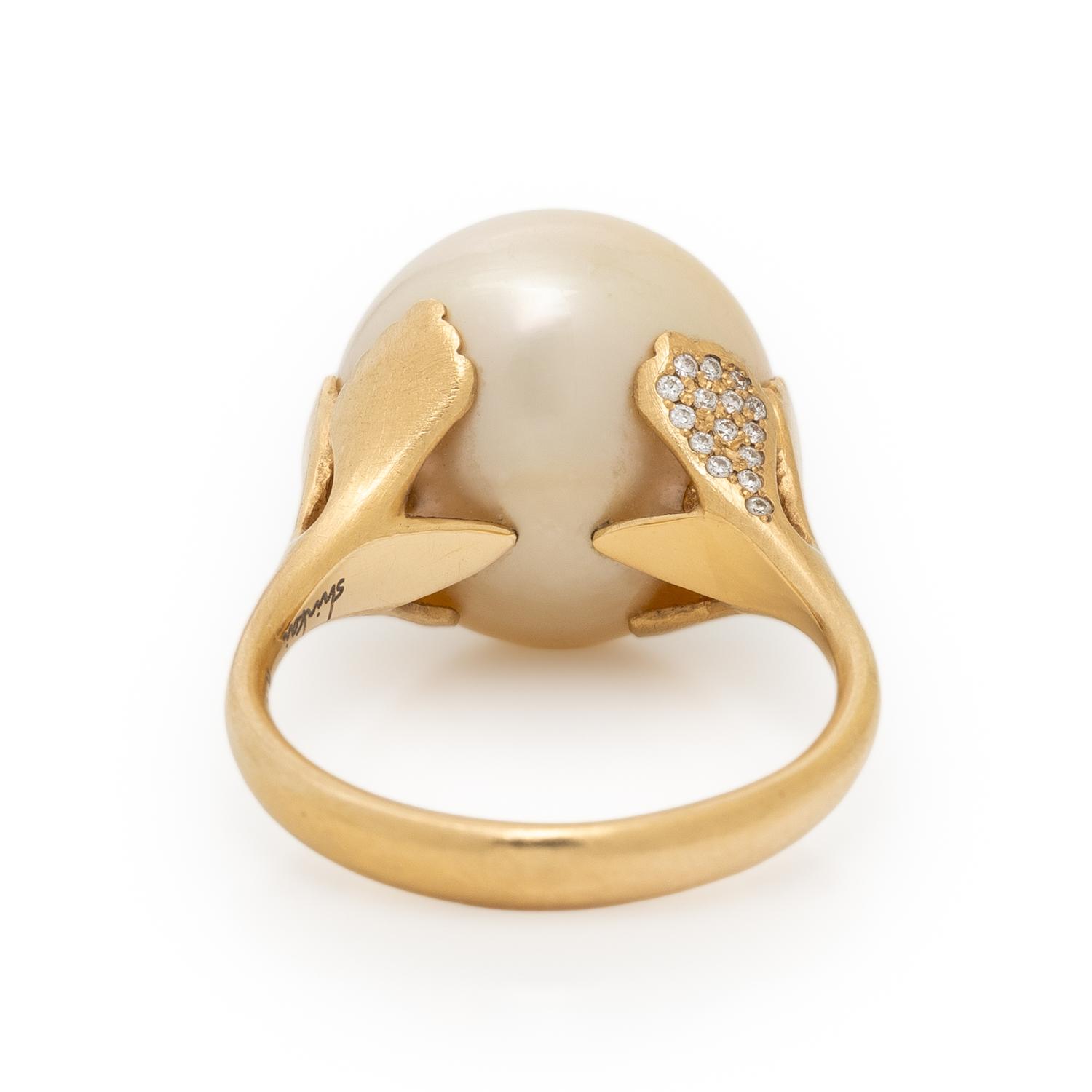SHIRKAI, CULTURED PEARL AND DIAMOND RING