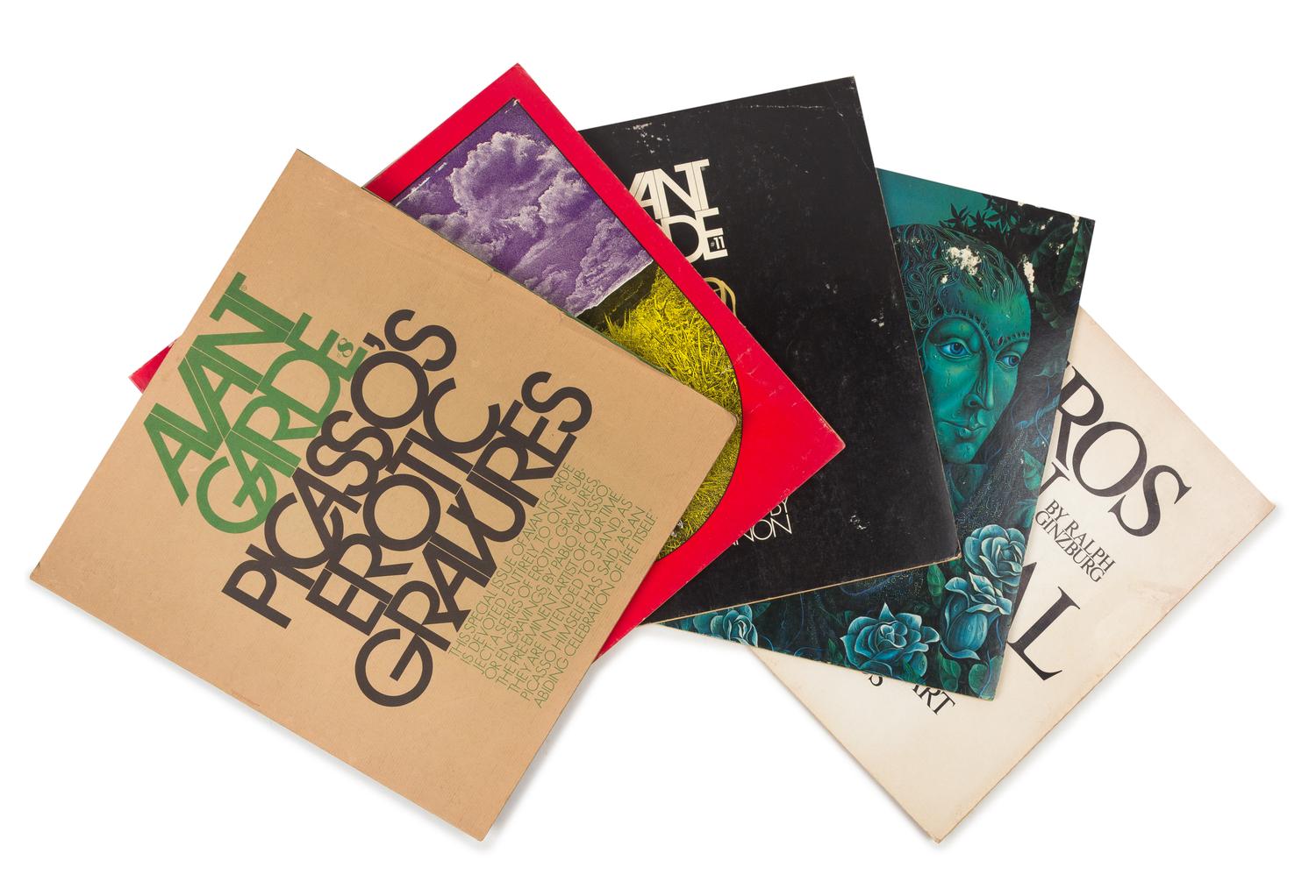 GINZBURG, Ralph (1929-2006), editor. Avant Garde. Nos. 8, 10-12. 1969-1970. [With:] GINZBURG. Eros on Trial. 1965.