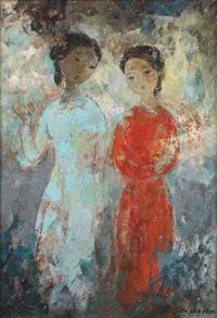 Vu Cao Dam 武高談 (French/Vietnamese, 1908-2000) — Deux Jeunes Filles, 1958