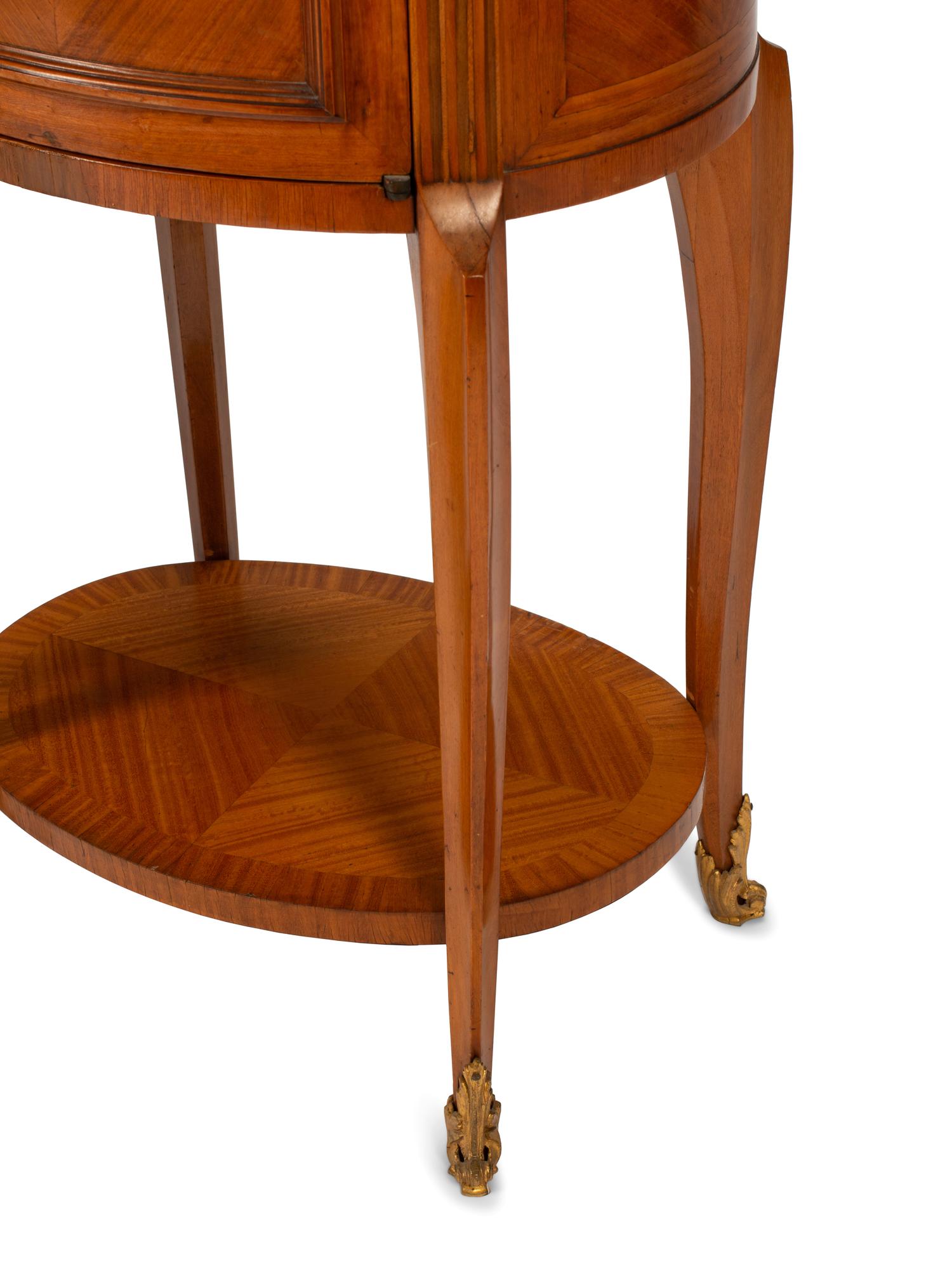 A Pair of Louis XVI Style Gilt Bronze Mounted Marble-Top Side Tables