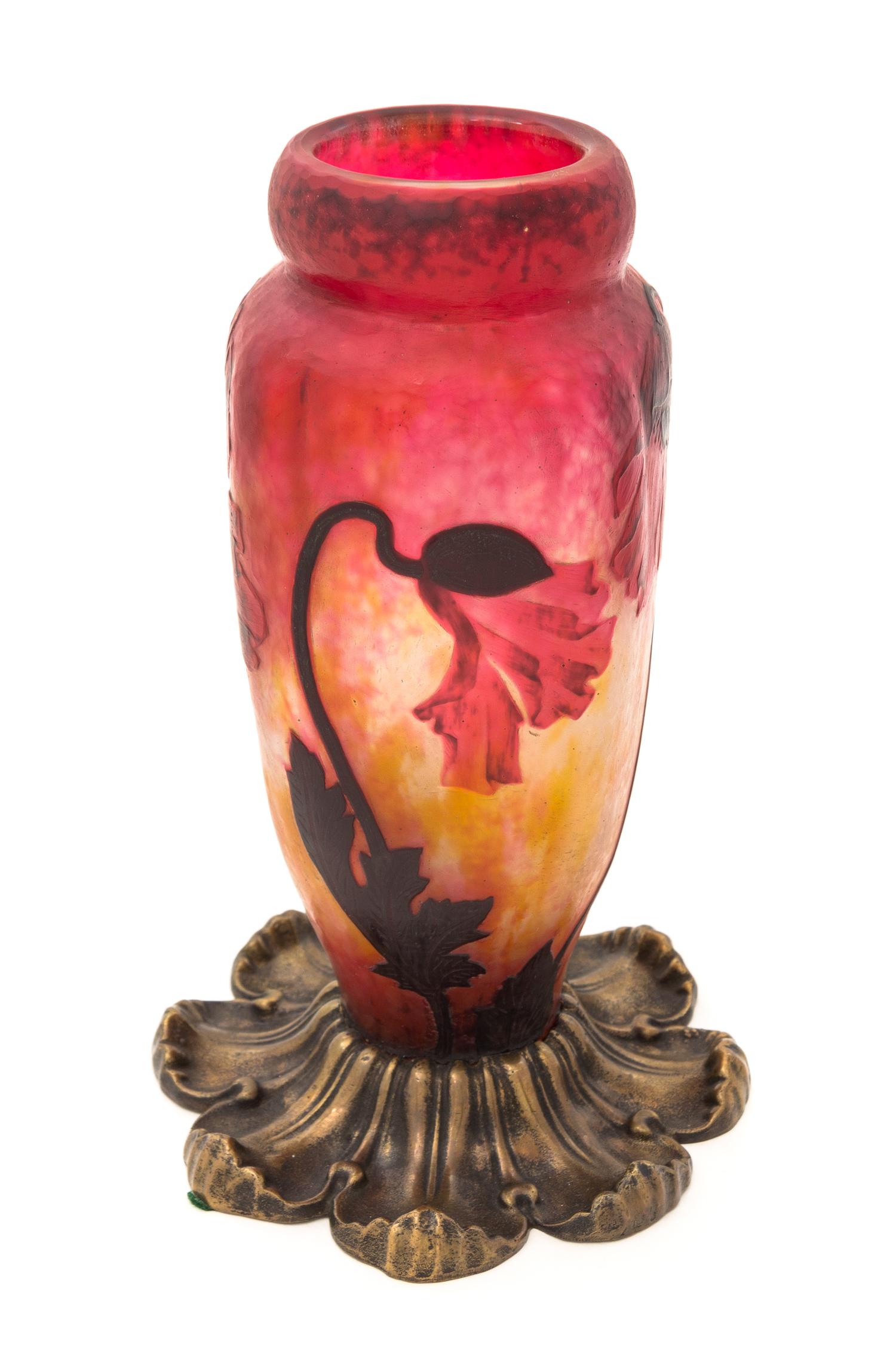 A French Cameo Glass Vase Height 9 3/4 inches.