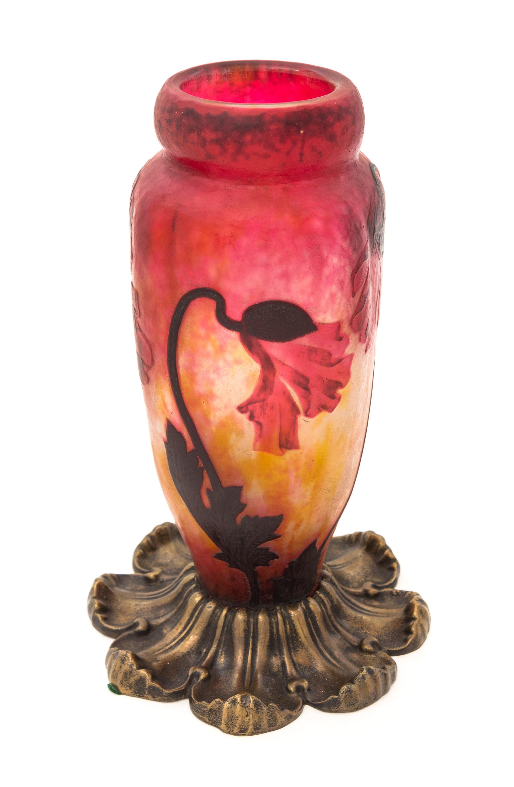 A French Cameo Glass Vase Height 9 3/4 inches.