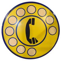 An Enameled Iron Telephone Sign 19" W x .5" D x 19" H — Italy, Mid-20th Century