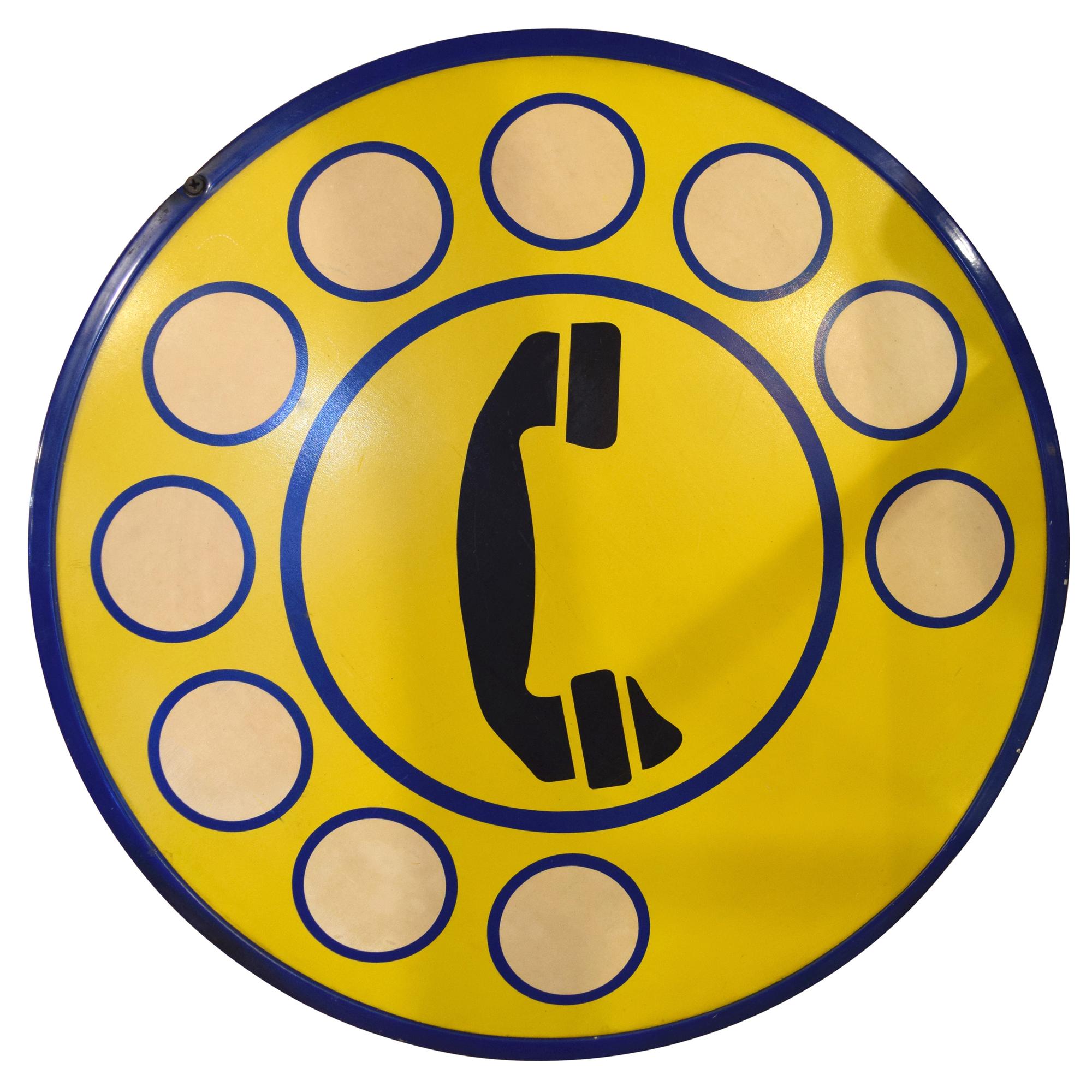 An Enameled Iron Telephone Sign 19" W x .5" D x 19" H — Italy, Mid-20th Century