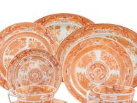 A Collection of Chinese Export Orange 'Fitzhugh' Porcelain Table Articles