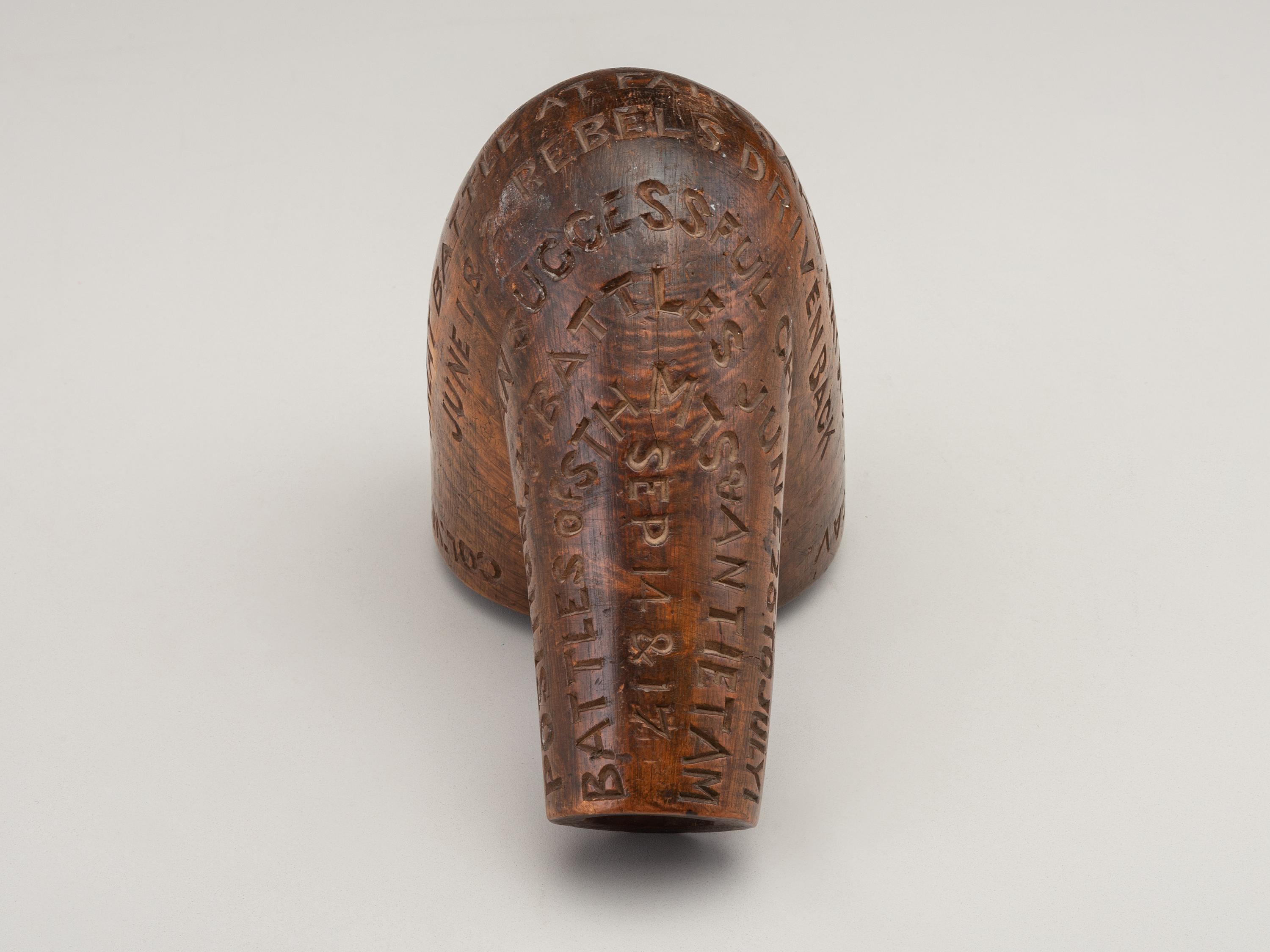 [CIVIL WAR]. Folk art carved pipe identified to the 3rd Pennsylvania Cavalry, referencing Colonel W.W. Averell and battles fought in 1862.