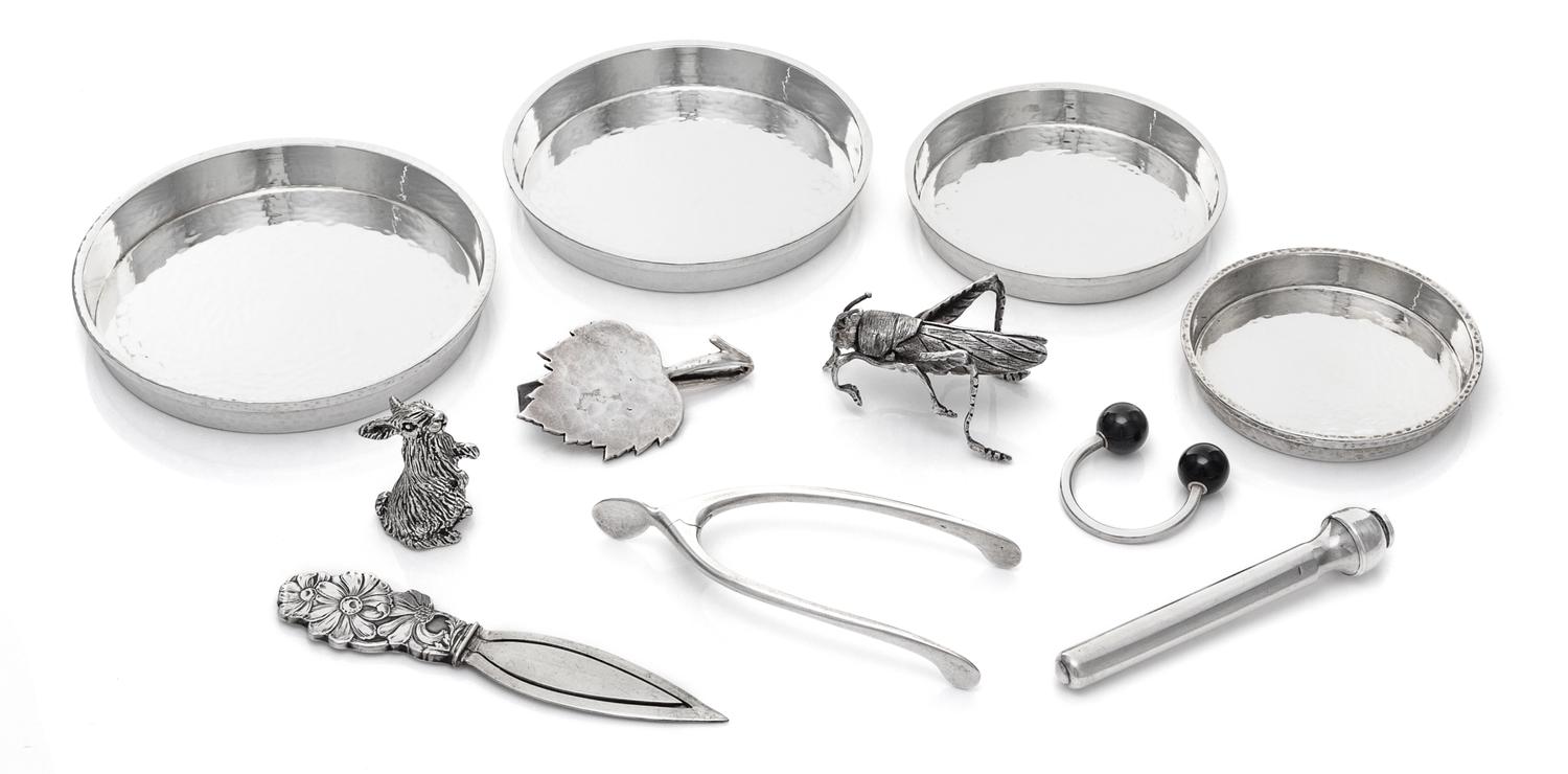 A Group of American Silver Table Articles, various makers, comprising a key ring marked for Tiffany & Co., New York, NY, a graduated se
