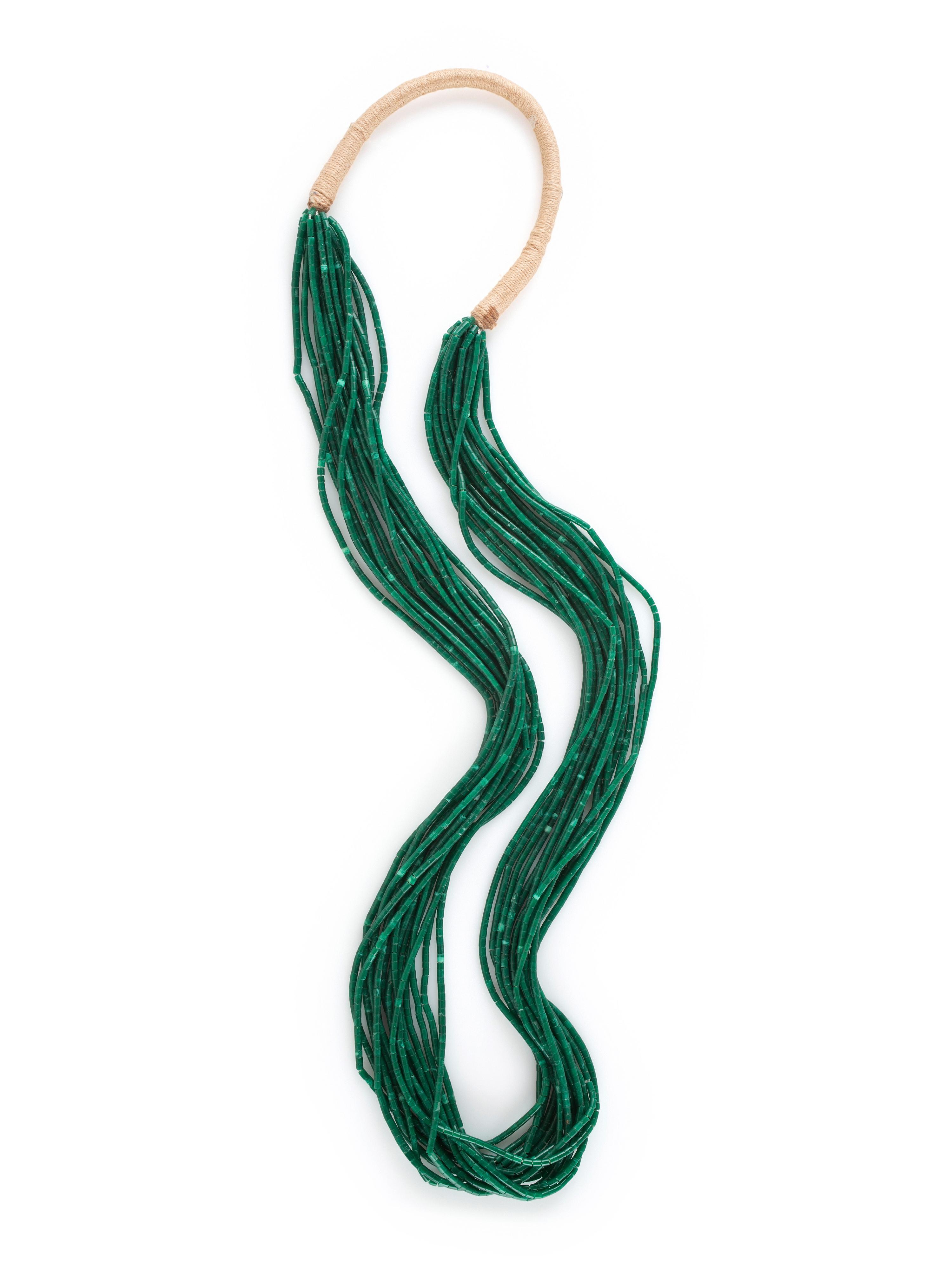 Pueblo Multi-strand Rolled Malachite Necklace
