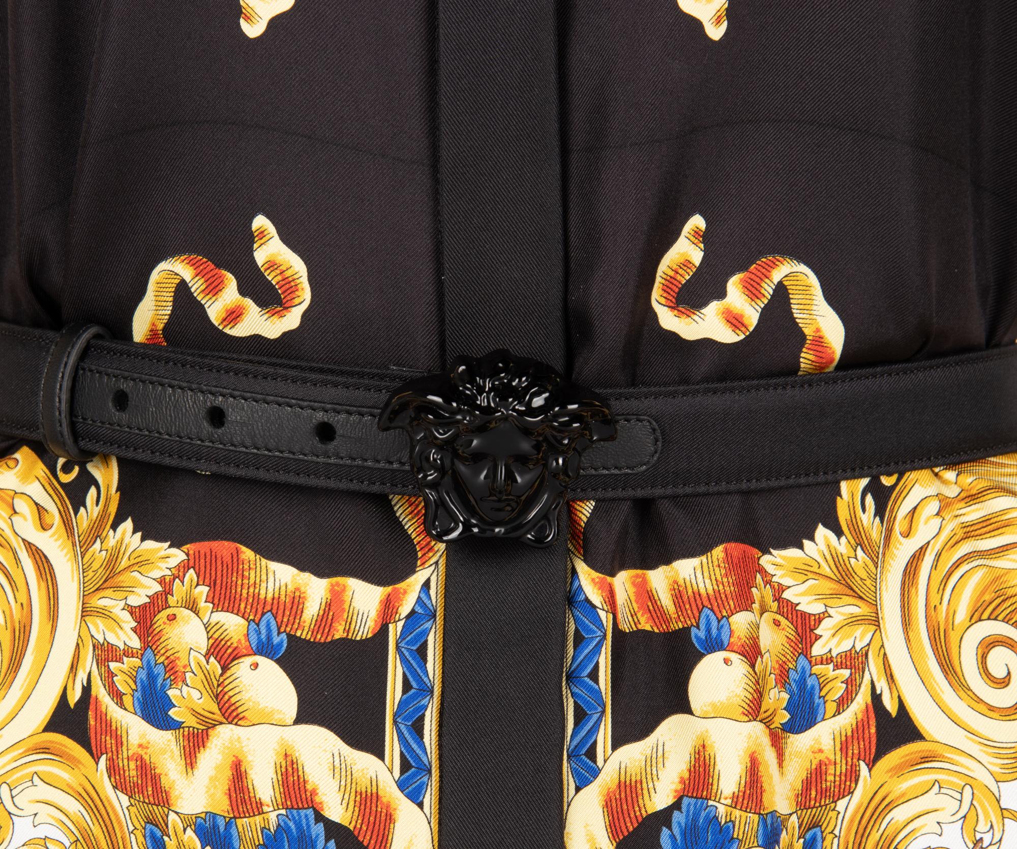 Versace Tribute "Native Americans" Silk Print Shirt Dress, Spring 2018