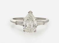 A Platinum and Diamond Ring, 1.98 Carat Pear Brilliant-Cut Diamond, GIA Certified