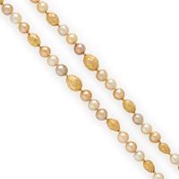 Yvel, Pair of Convertible Semi-Baroque Golden Cultured Pearl and Yellow Gold Necklaces