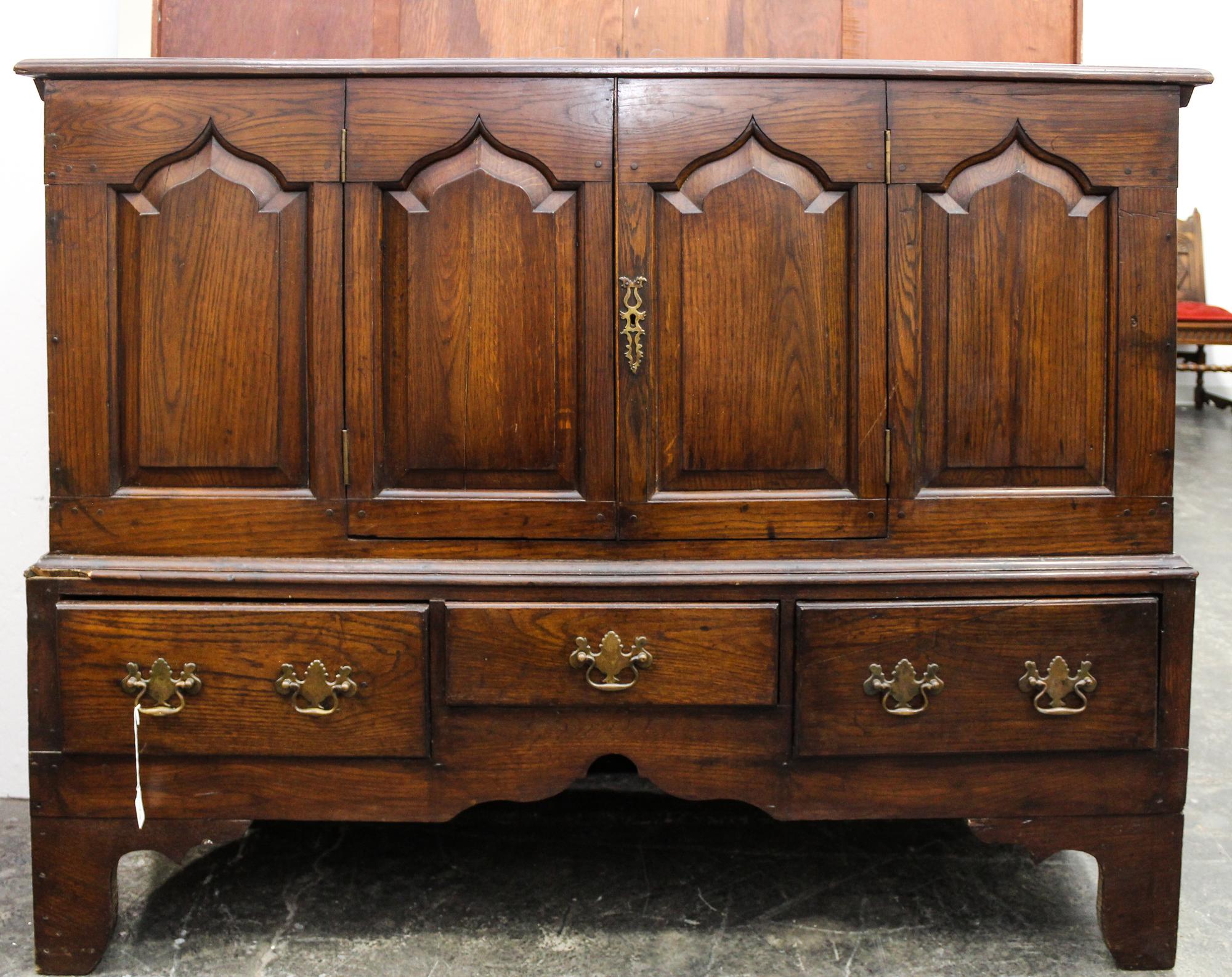 A Oak Mule Chest Height 44 x width 56 x depth 19 1/2 inches.