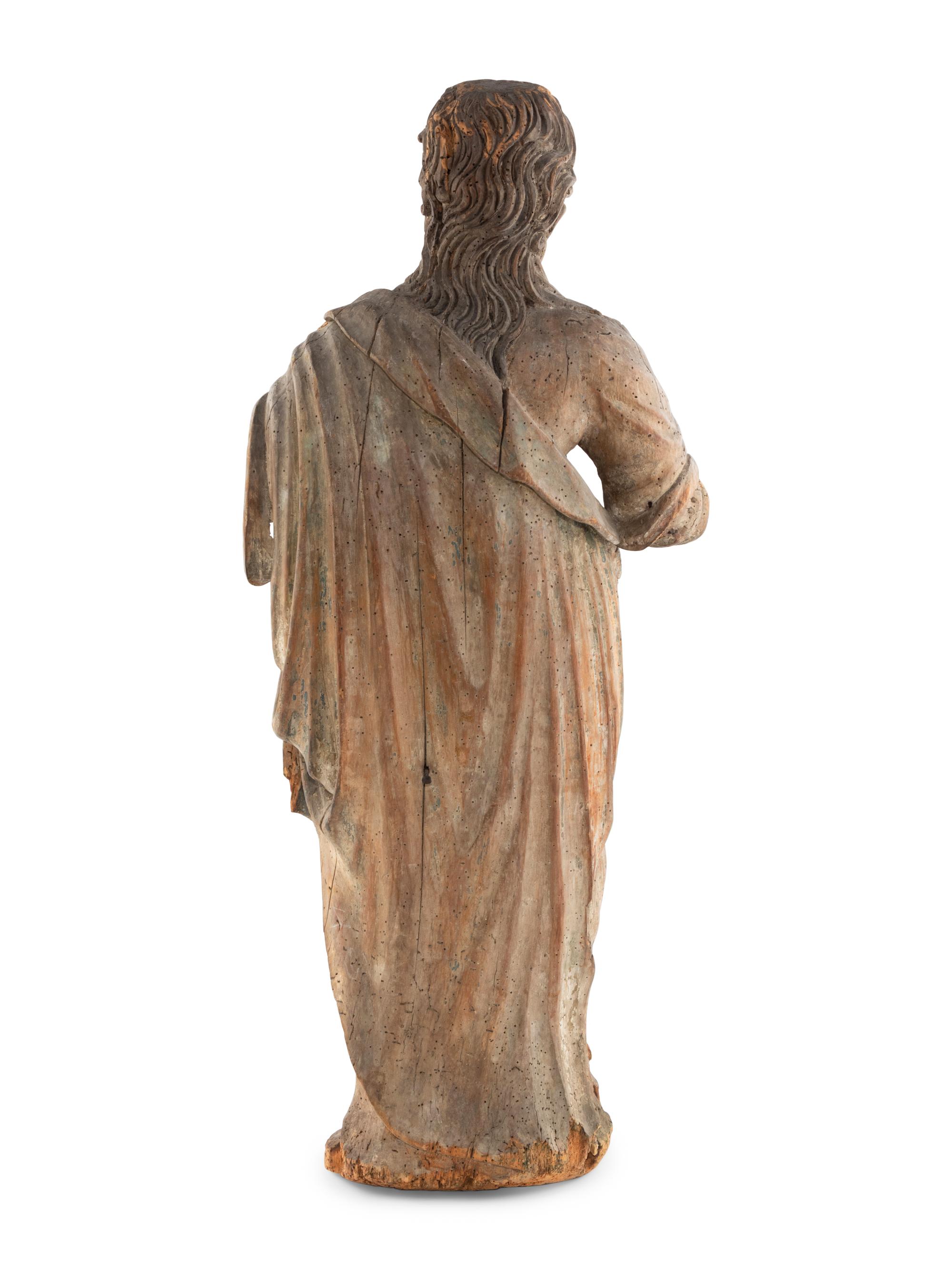 A Continental Carved and Painted Wood Figure of St. Mary