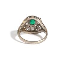 ART DECO, EMERALD AND DIAMOND RING