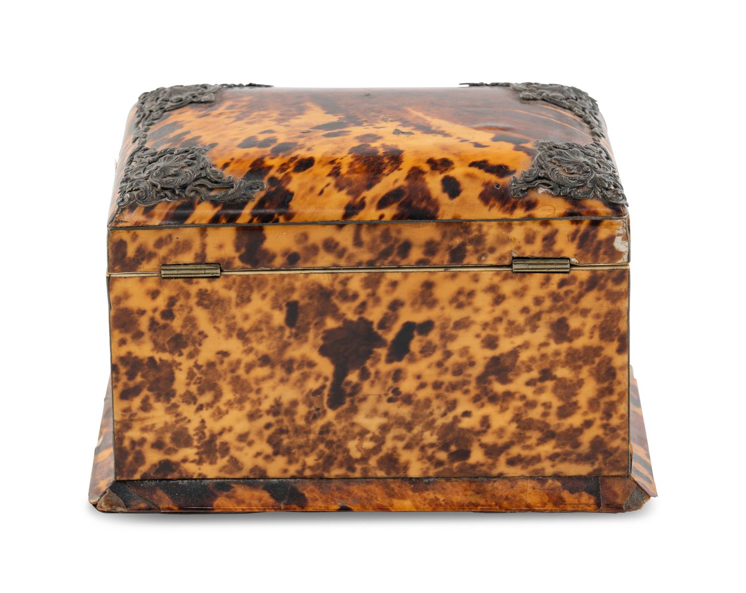 A George III Tortoise Shell Tea Caddy