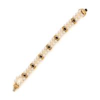 Tiffany & Co., Cultured Pearl, Sapphire, and Yellow Gold Bracelet