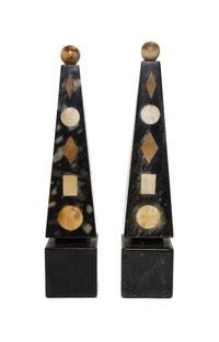 A Pair of Continental Marble Obelisks, Height 18 7/8 inches.