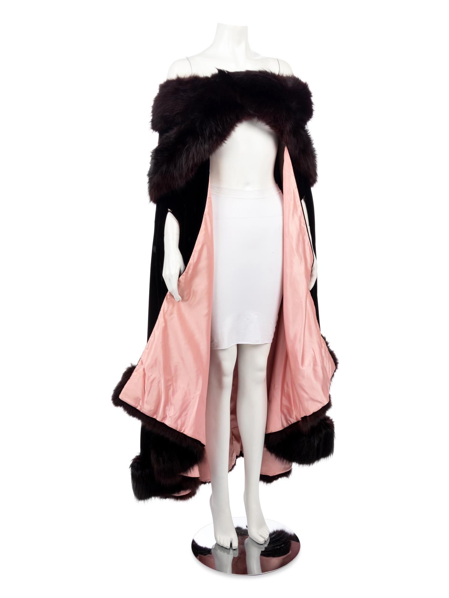 Mr. Blackwell Custom Velvet and Fur Trimmed Cape,