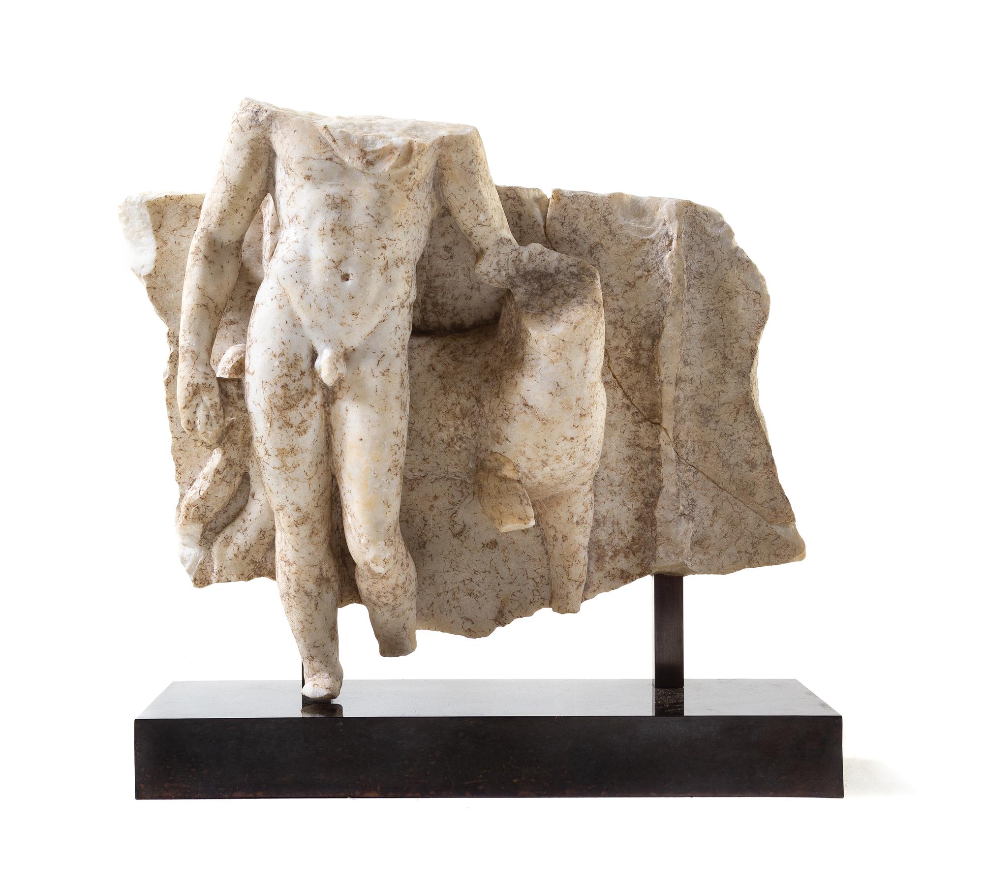 A Roman Marble Sarcophagus Fragment Length 21 1/2 inches. — CIRCA 2ND CENTURY C.E.
