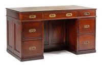 A Victorian Mahogany Two-Sided Desk Height 31 x width 54 3/4 x depth 30 3/4 inches. — 19TH CENTURY