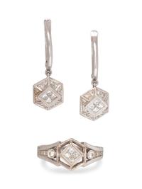 A White Gold and Diamond Demi-Parure,