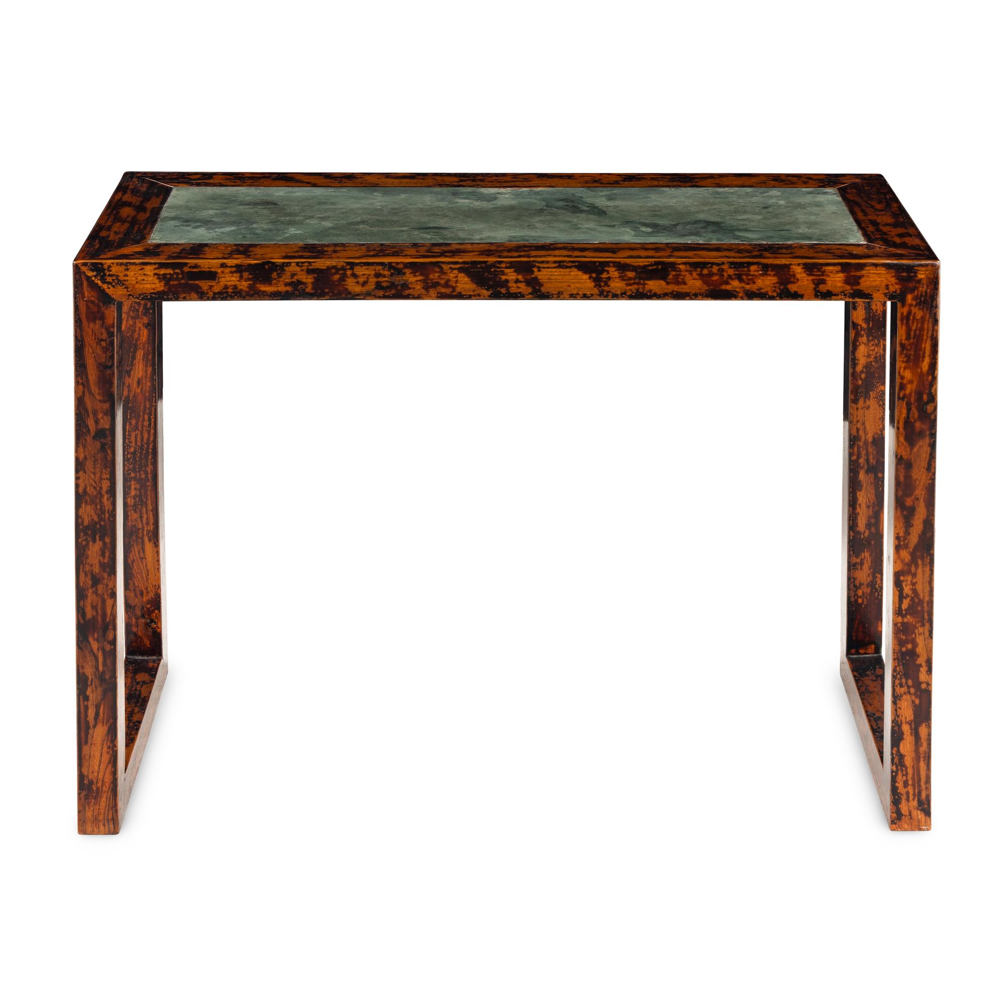 A Chinese Stone-Inset Hardwood Console Table