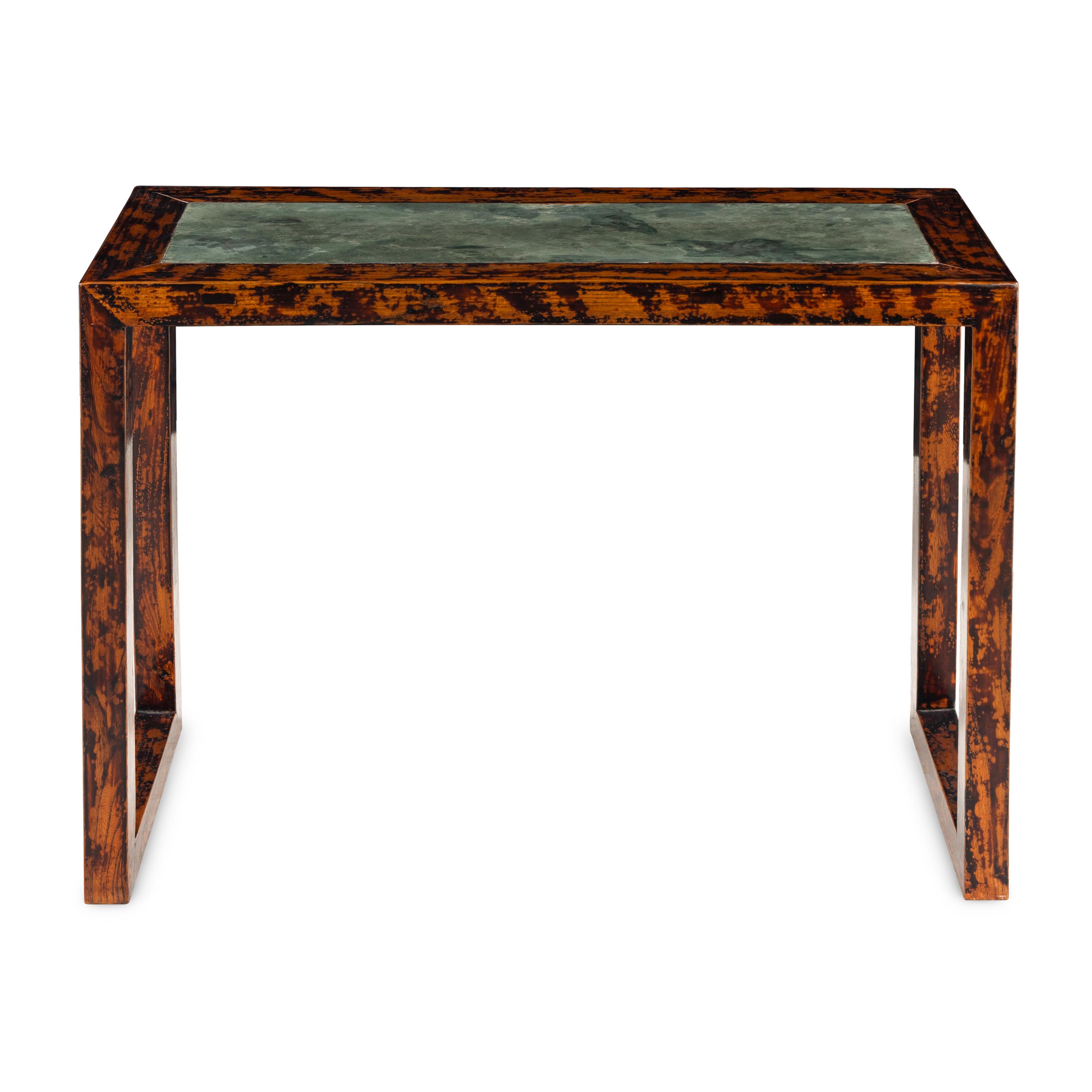 A Chinese Stone-Inset Hardwood Console Table