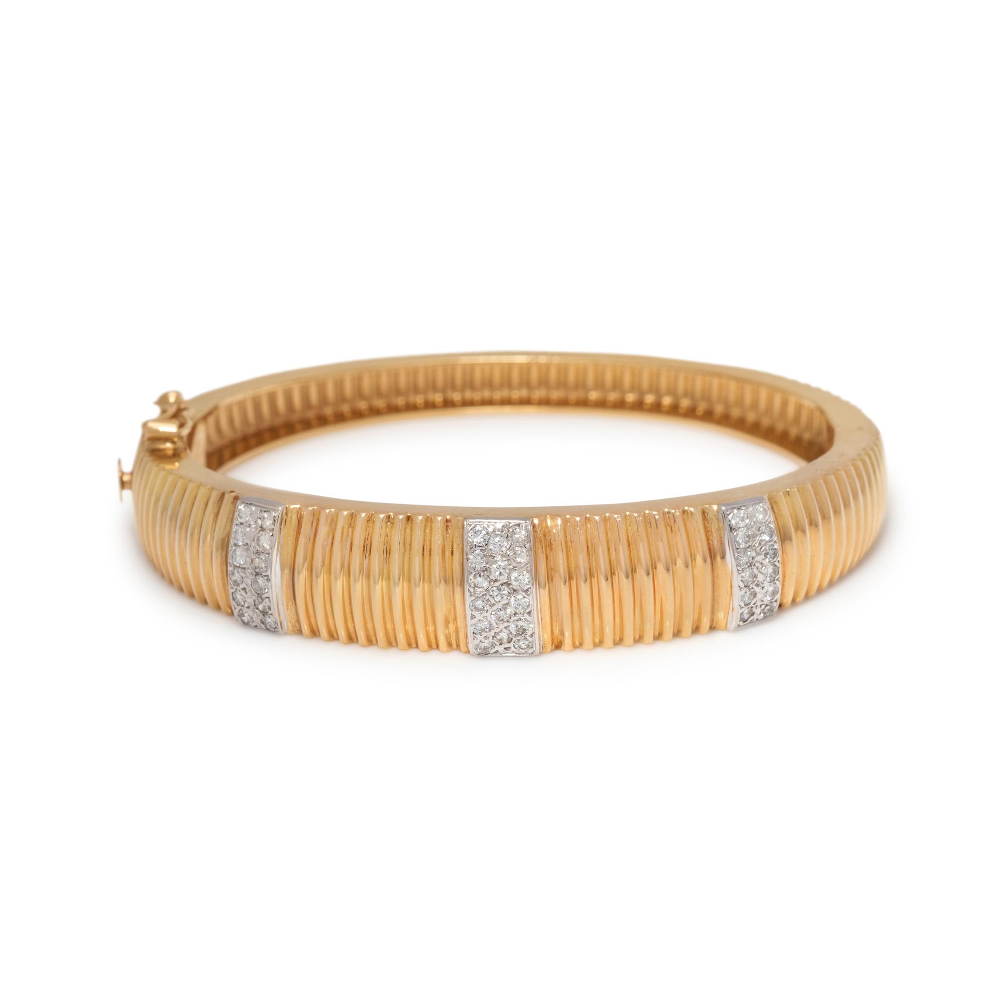 YELLOW GOLD AND DIAMOND BANGLE BRACELET
