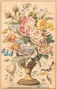 A Pair of Works by Various Artists, , Vase of Flowers, 1834 by T. La Brand and Single Rose, 1981 by Rory McEwen (Scottish, 1932-1982)