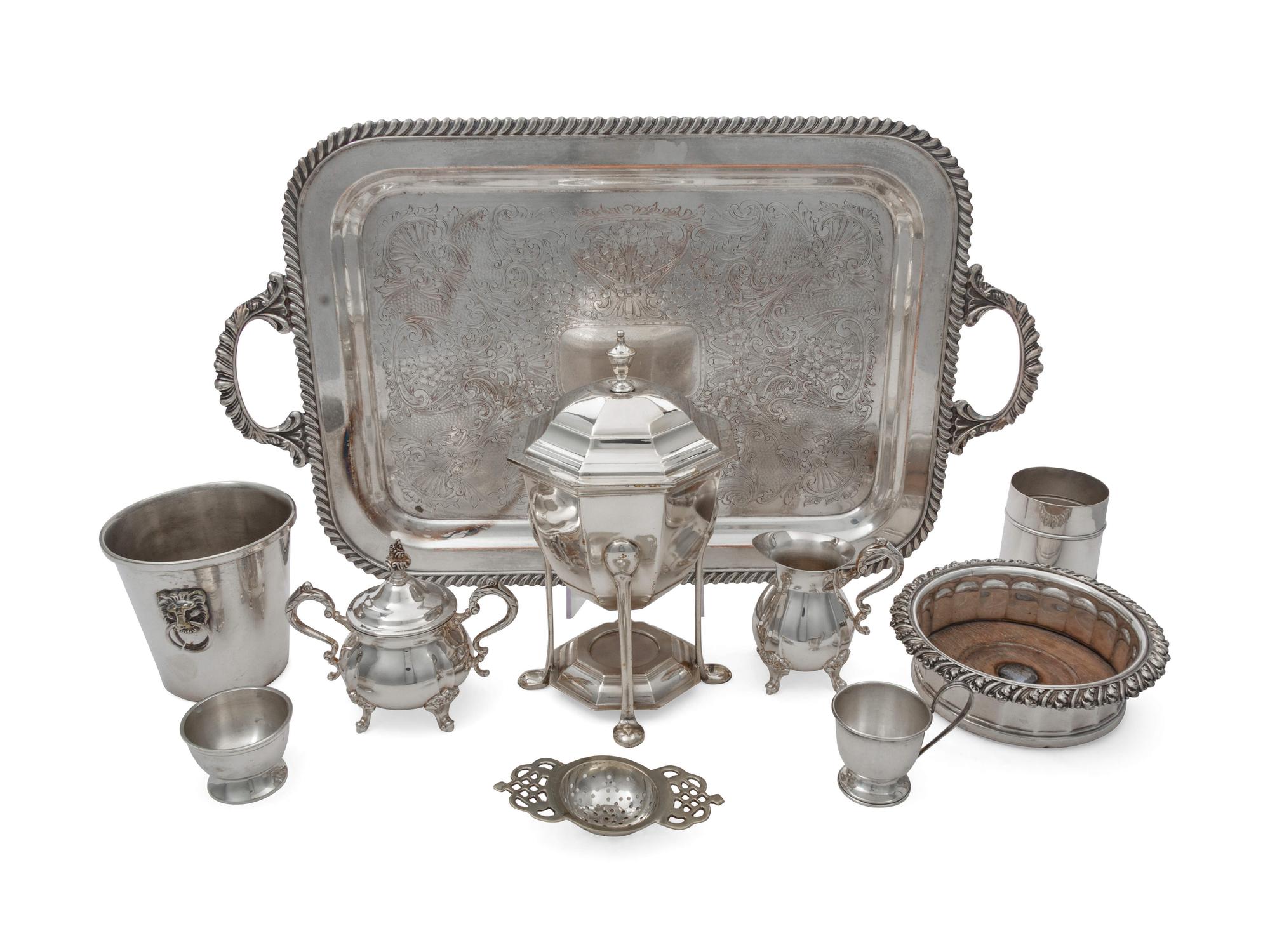 A Collection of Silver-Plate Serving Articles (Not on original listing.)