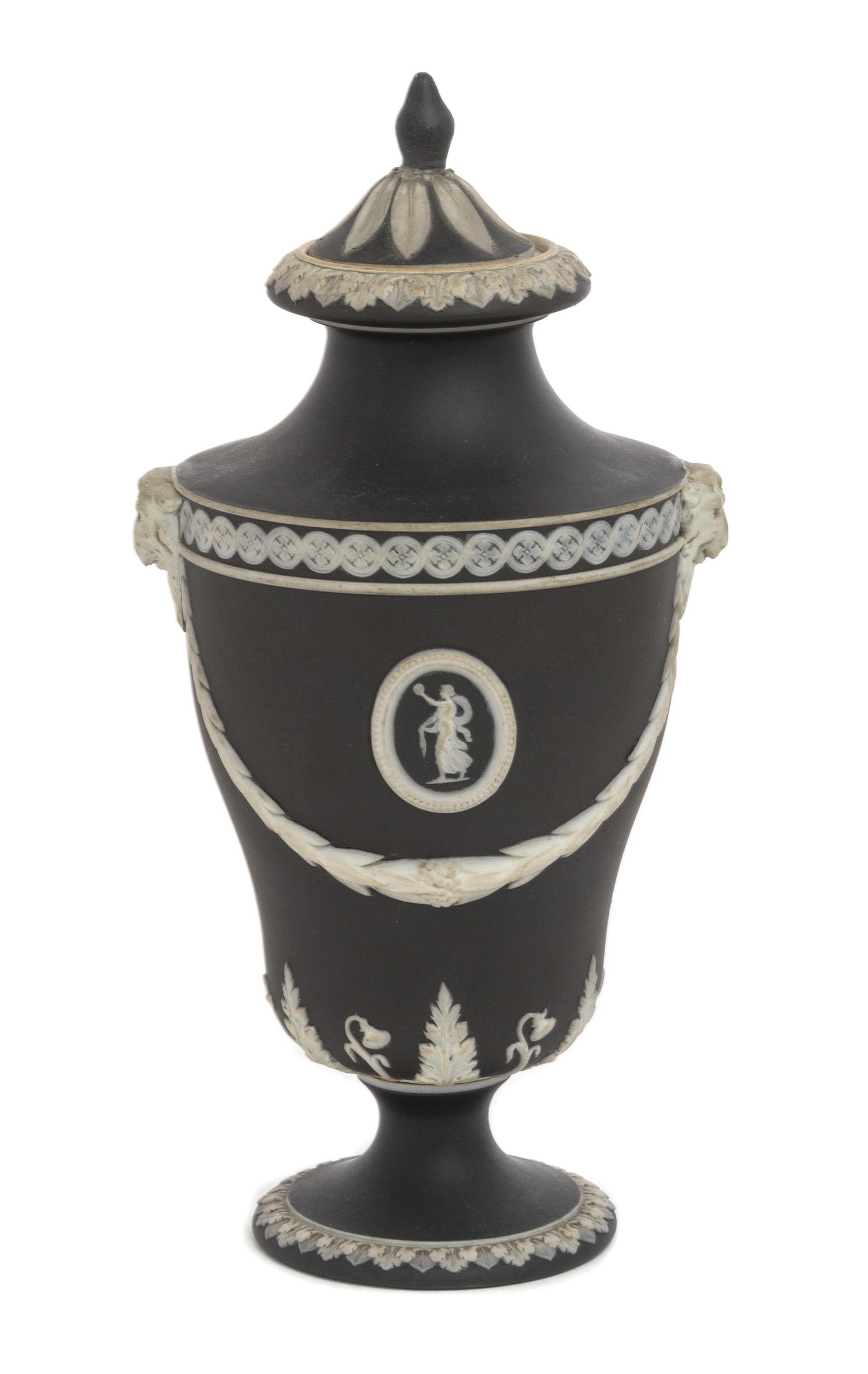 A Wedgwood Jasperware Urn Height 8 1/4 inches. — 19TH CENTURY