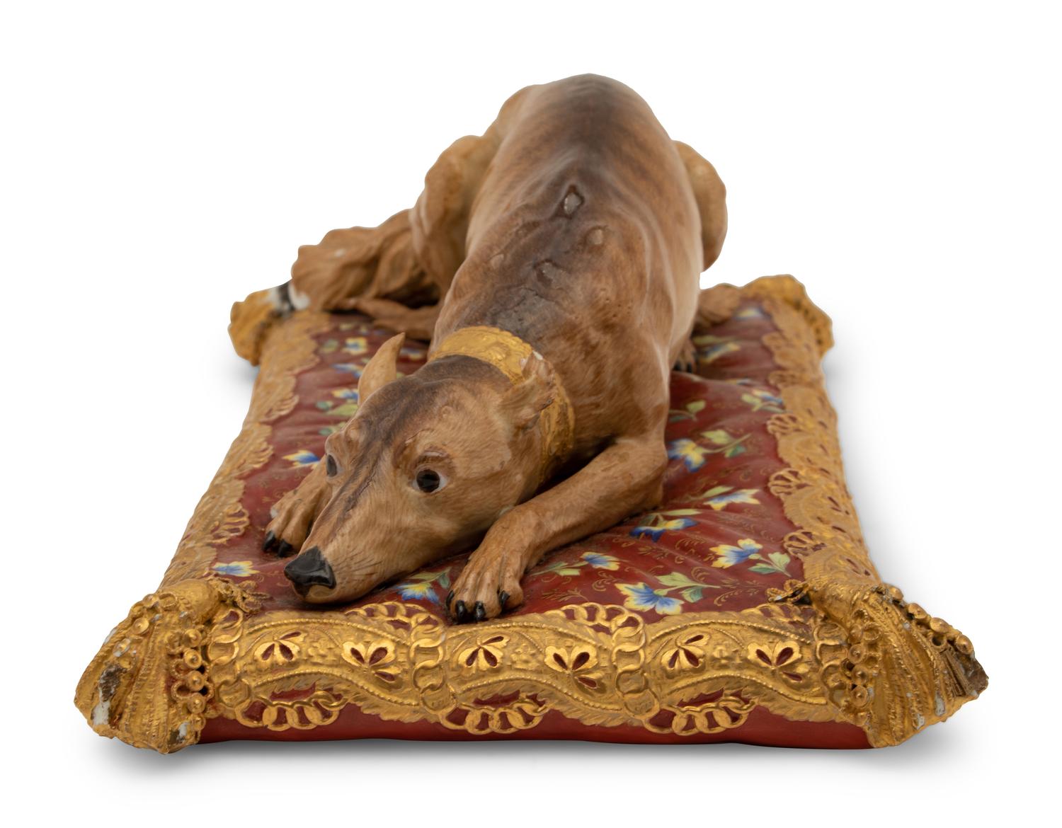 A Meissen Parcel Gilt Porcelain Model of Empress Catherine II of Russia's Favorite Dog