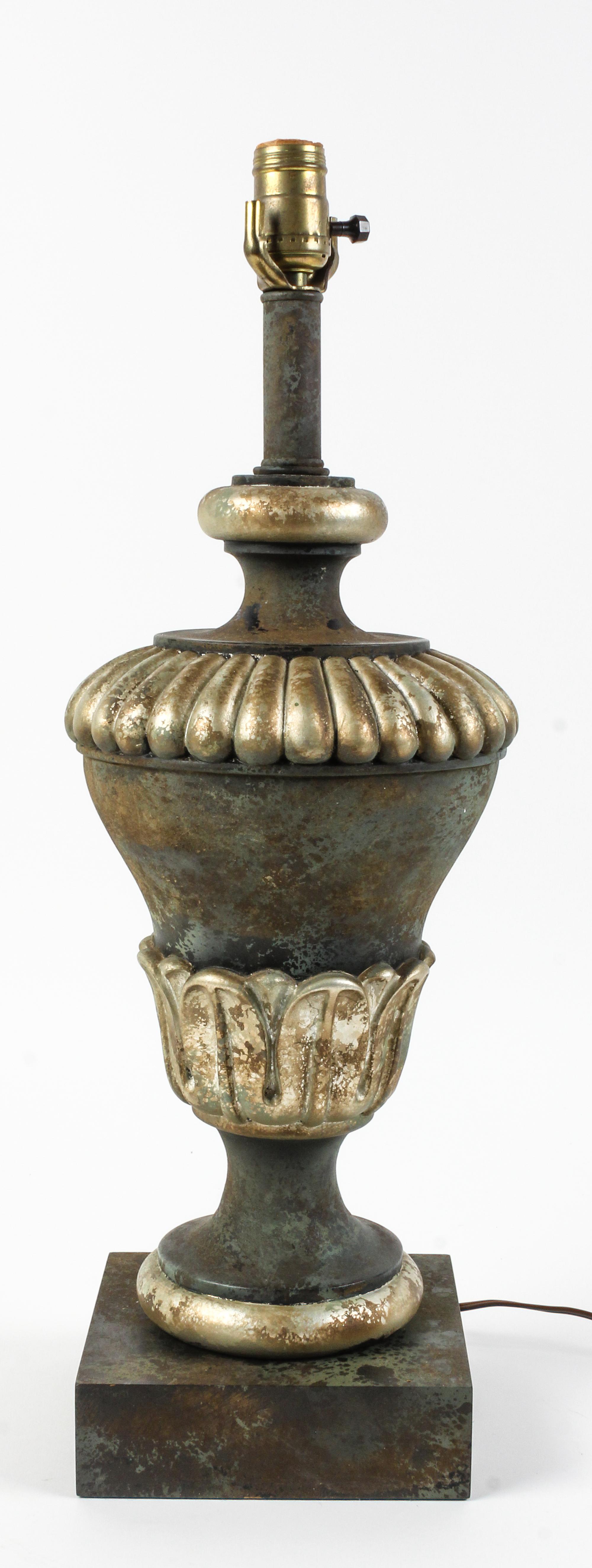 A Painted and Silvered Wood Finial