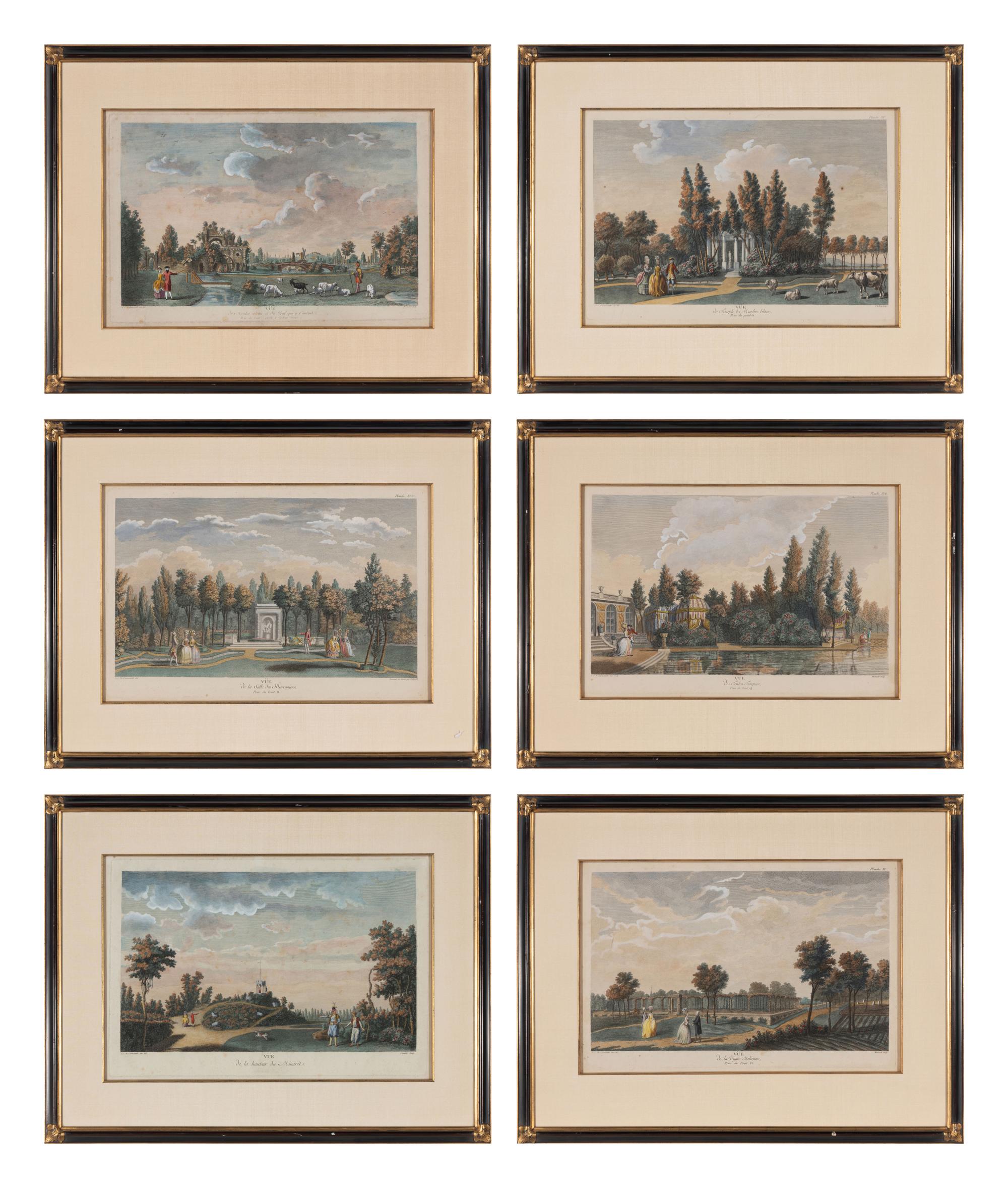 A Set of Six French Hand-Colored Engravings