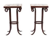 A Pair of Japanese Tile-Inset Side Tables