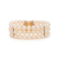 CULTURED PEARL, DIAMOND, AND YELLOW GOLD MULTISTRAND BRACELET