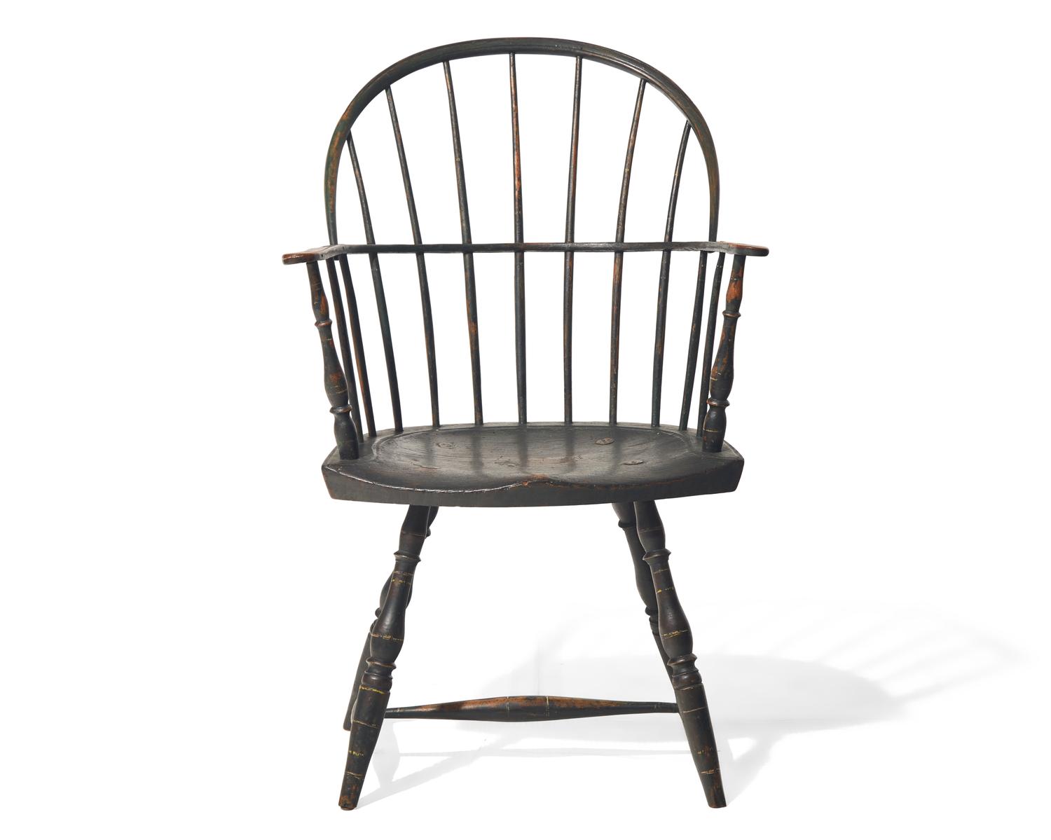 A Green Painted Sack-Back Windsor Armchair, New England, Circa 1800