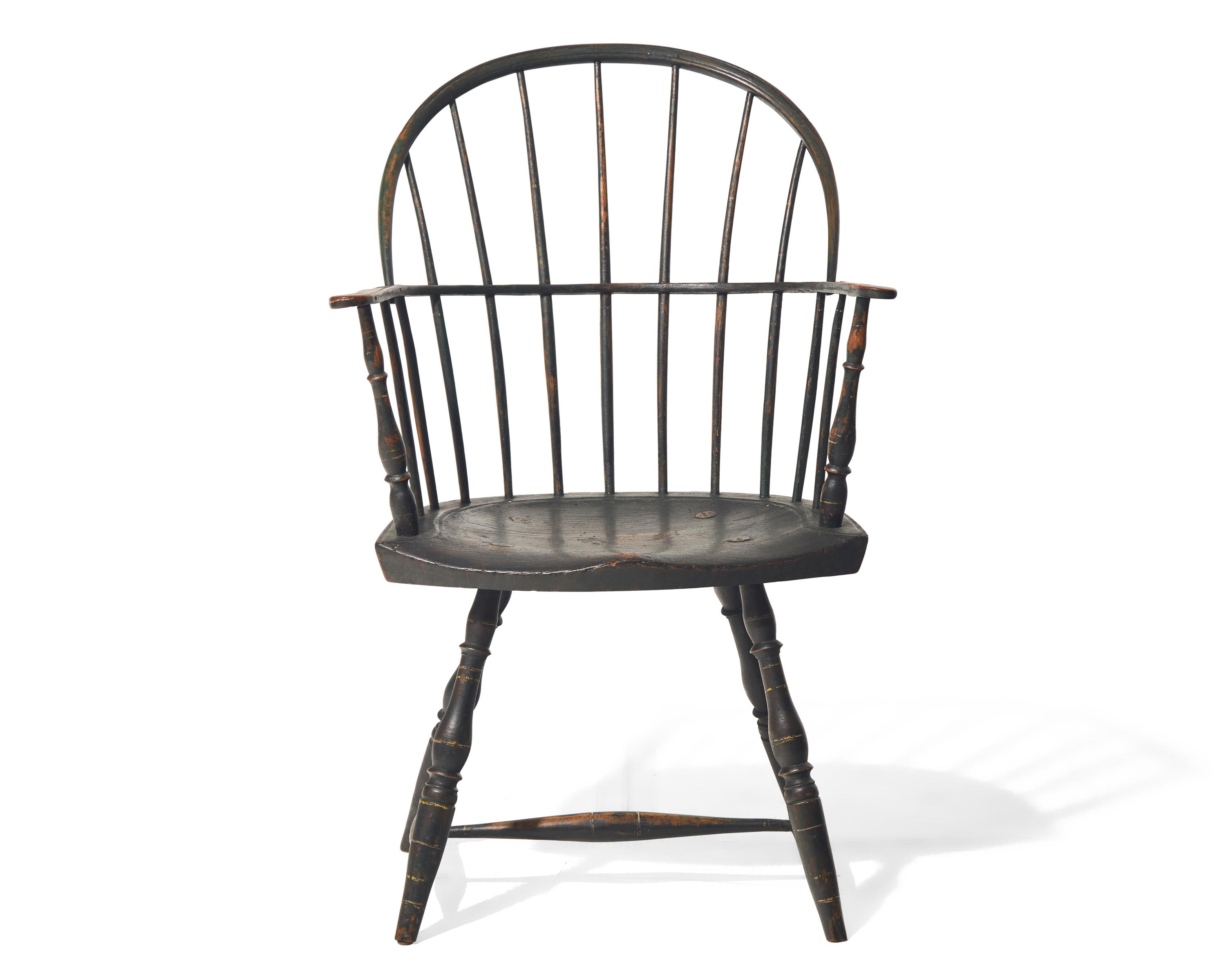 A Green Painted Sack-Back Windsor Armchair, New England, Circa 1800