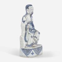 A Chinese blue and white porcelain figure of Xuanwu 玄武大帝青花瓷像 Late Ming dynasty ??