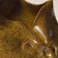 George Ohr (American, 1857-1918) Folded "Cat Face" Vessel in Speckled Olive-Brown Glaze, Biloxi, Mississippi, USA, circa 1897-1900