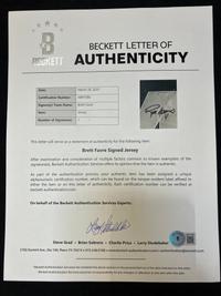 A Brett Favre Signed Autograph Green Bay Packers Jersey Display (Beckett Authentication Services Letter),