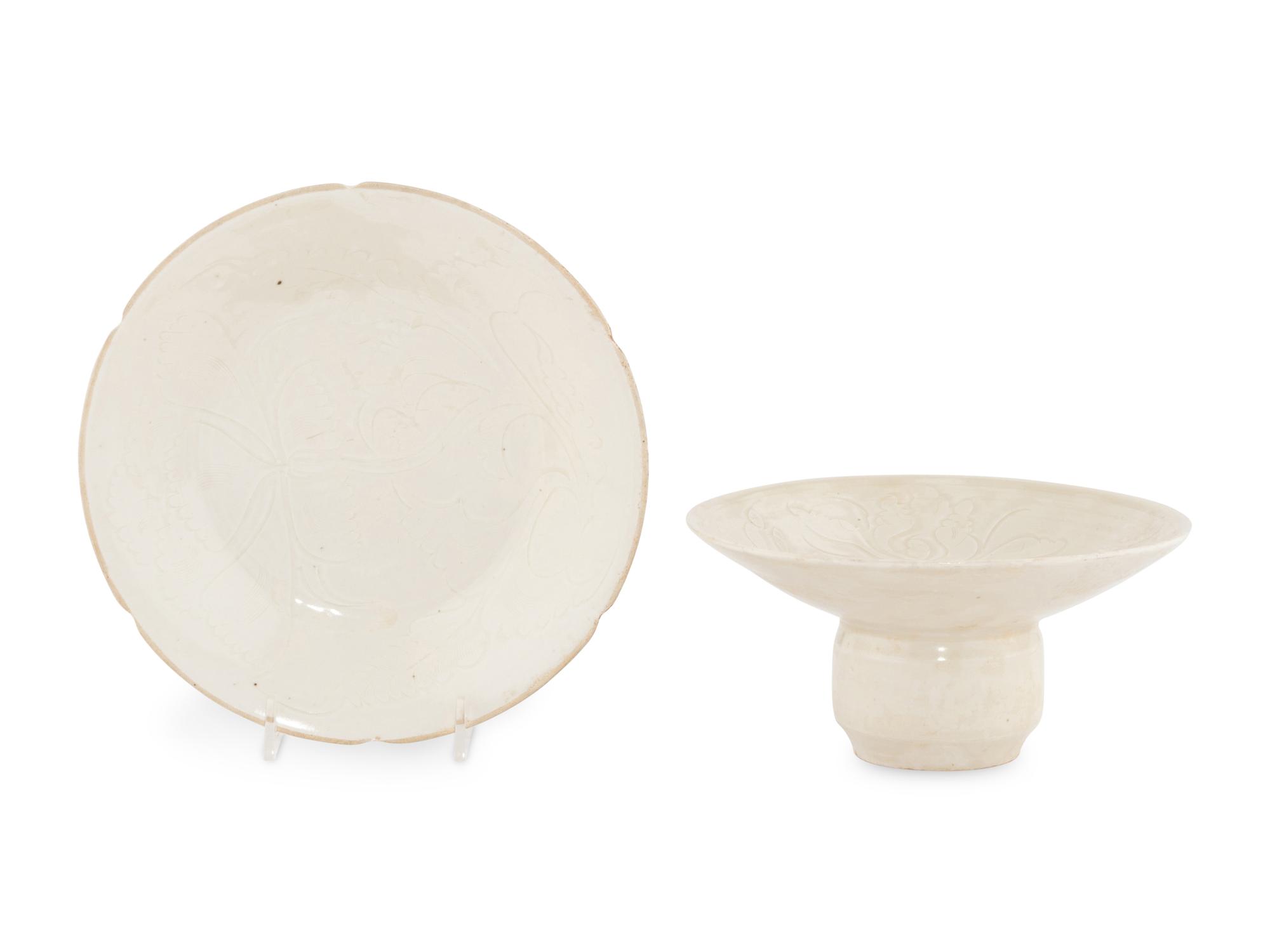 Two Chinese White Glazed Ding Porcelain Wares