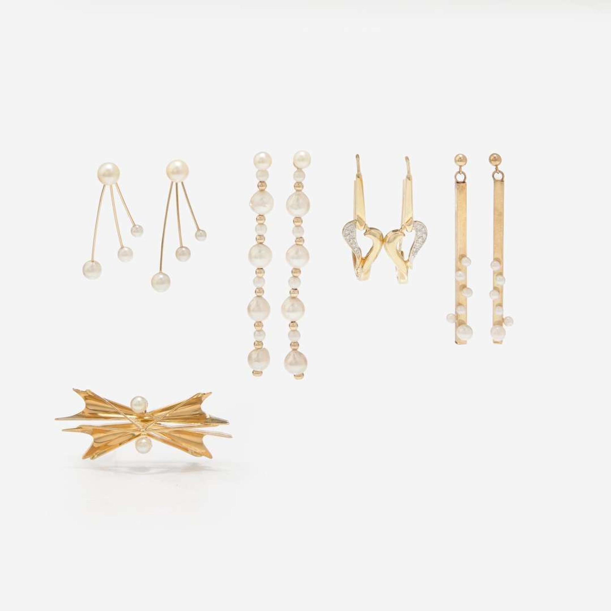 A Collection of Gold and Pearl Jewelry