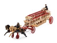 A Cast Iron Three Horse Fire Ladder Wagon