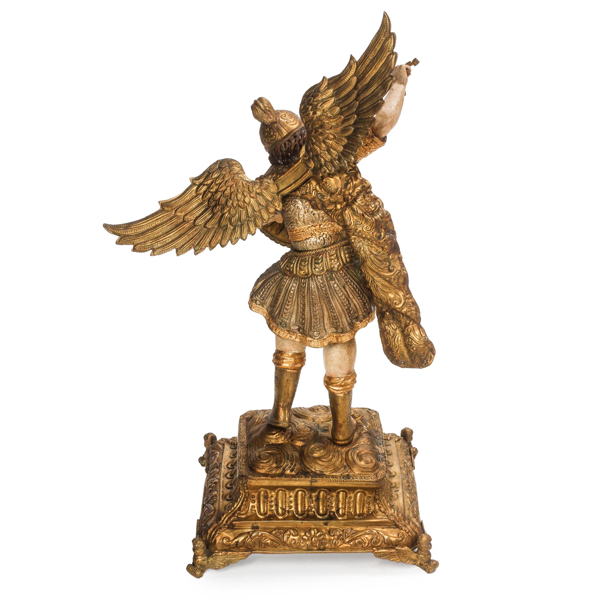 A Pair of Spanish Colonial Style Polychrome Decorated Figures of Warriors