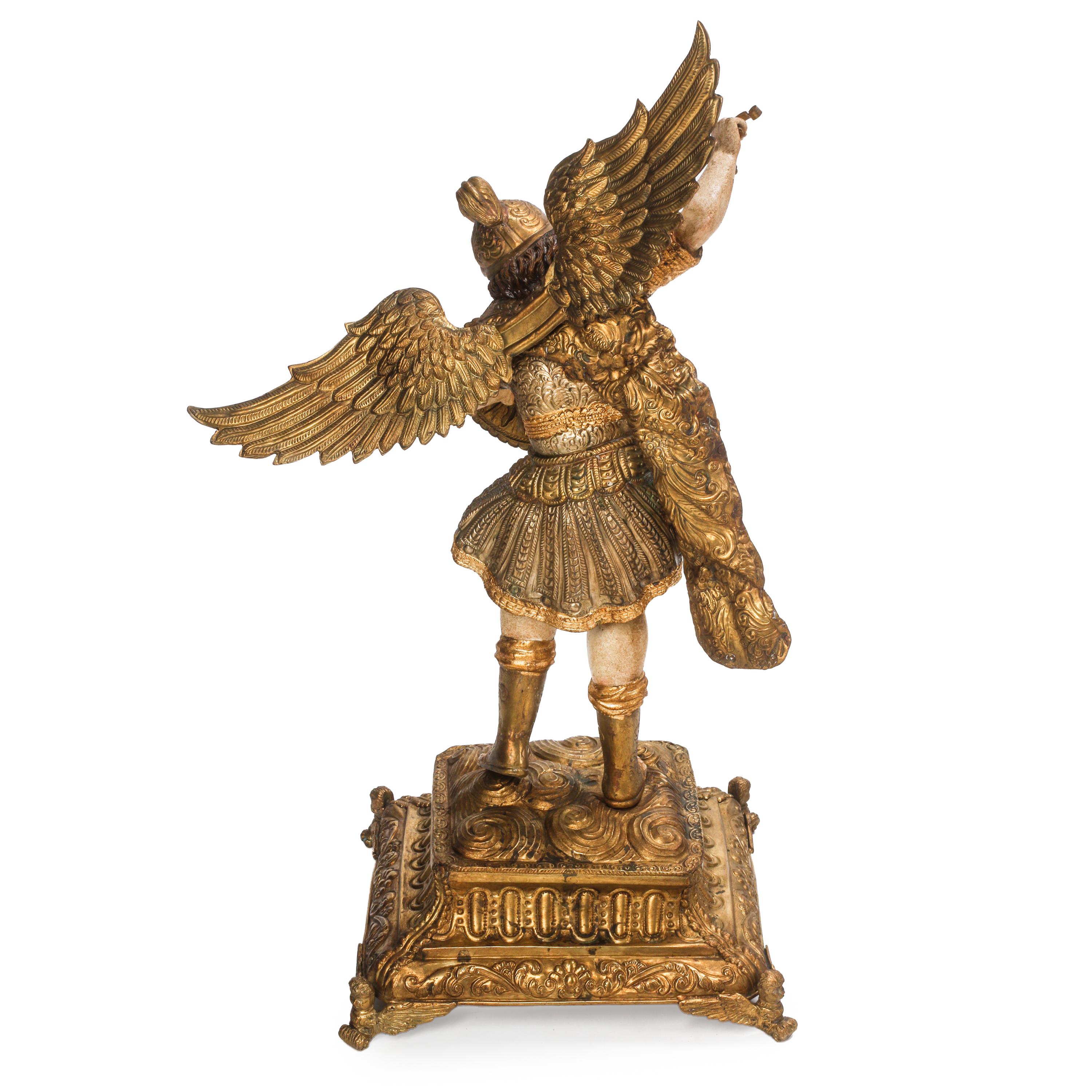 A Pair of Spanish Colonial Style Polychrome Decorated Figures of Warriors